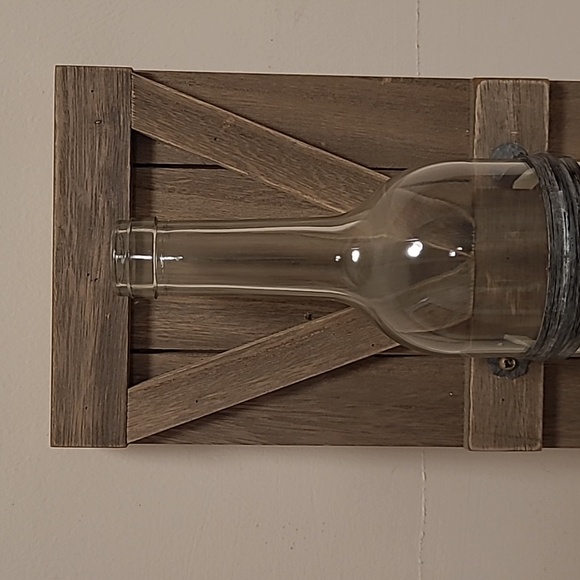 Beautiful Wood Board with Glass Bottle Wall Sconce - Picture 2 of 15